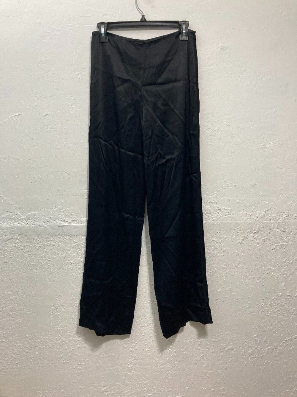 VINCE Liquid Satin Wide Leg Pants Black Quiet Luxury Side Zip Minimalism Size 0 - Picture 2 of 14